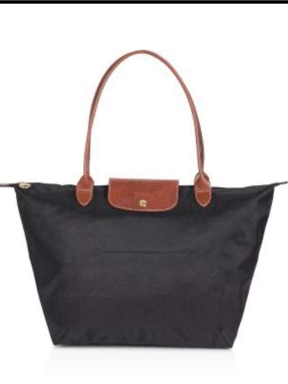 Black Tote Bag with Brown Trim - Classic Women's Shoulder Tote